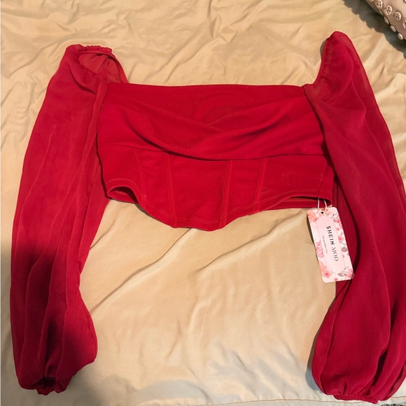 SHEIN Vibrant Red Long Sleeve Top - Picture 1 of 2